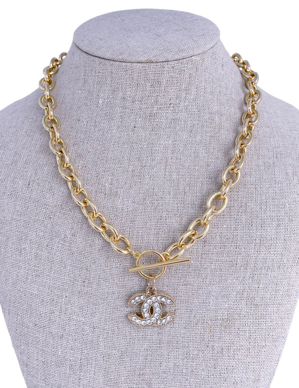 necklace heavy thick chain plated brass gold silver chunky style toggle